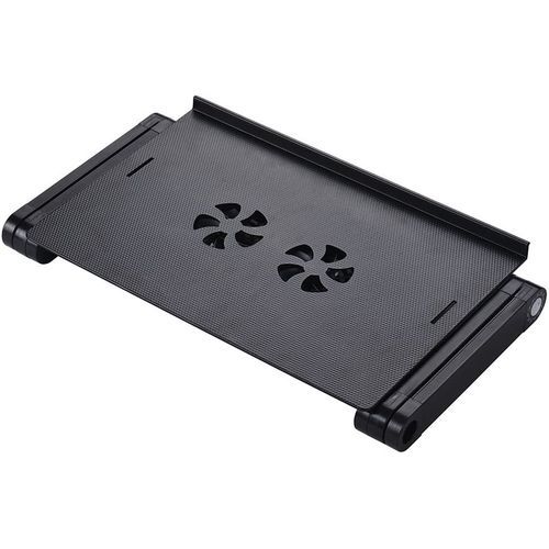 Universal Foldable Laptop Table Stand Adjustable with Mouse Pad,Cooling Fan - Black