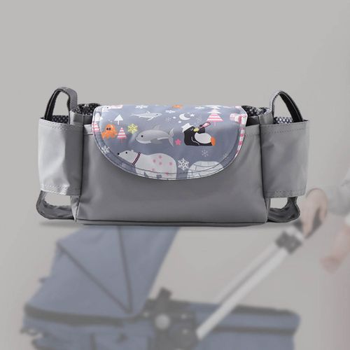 Baby Stroller Organizer Large Space Phone Bottle Cup Holder Bags Bear