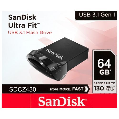 SanDisk Ultra Fit 3.1 64GB USB Flash Drive (Black)