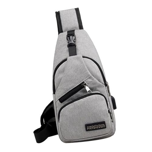 Mens Sling Chest Bag Chest Bag With USB Charging Port Outdoors Gray