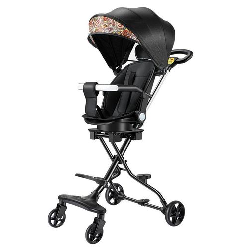 With Awning Baby Stroller Lightweight Single-Pole Stroller Infant 0-4 Years Old Trolley Foldable One-Click Rotation