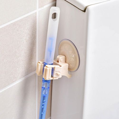 Plain door mop hanger broom holder suction cup mop hook strong and traceless vacuum suction cup mop holder Beige NO5111