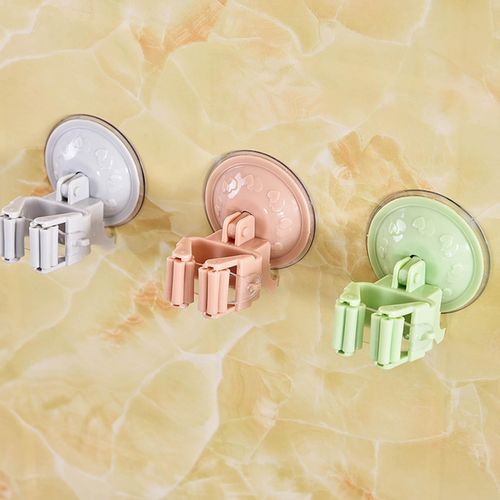Plain door mop hanger broom holder suction cup mop hook strong and traceless vacuum suction cup mop holder Beige NO5111