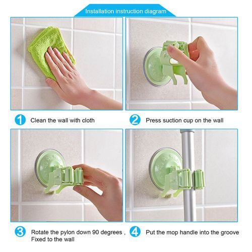 Plain door mop hanger broom holder suction cup mop hook strong and traceless vacuum suction cup mop holder Beige NO5111