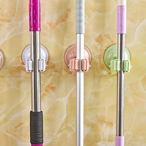 Plain door mop hanger broom holder suction cup mop hook strong and traceless vacuum suction cup mop holder Beige NO5111