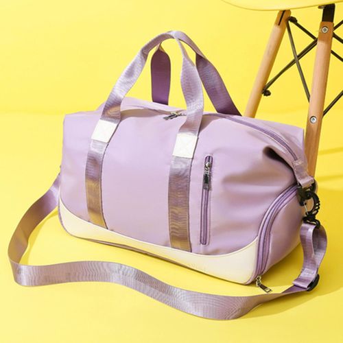 Sports Duffel Bag Travel Wet Pocket Yoga Fitness Overnight Purple