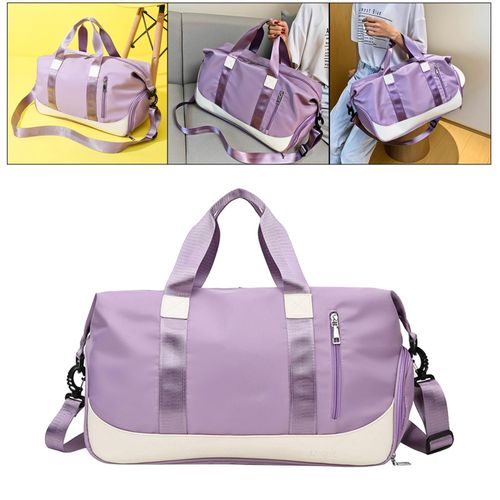 Sports Duffel Bag Travel Wet Pocket Yoga Fitness Overnight Purple