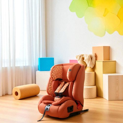 Baby/Kids 3-in-1 Car Seat + Booster Seat - Adjustable Headrest - 5-Point Safety Harness - 9 months to 12 years (Group 1/2/3), Upto 36kg - orange