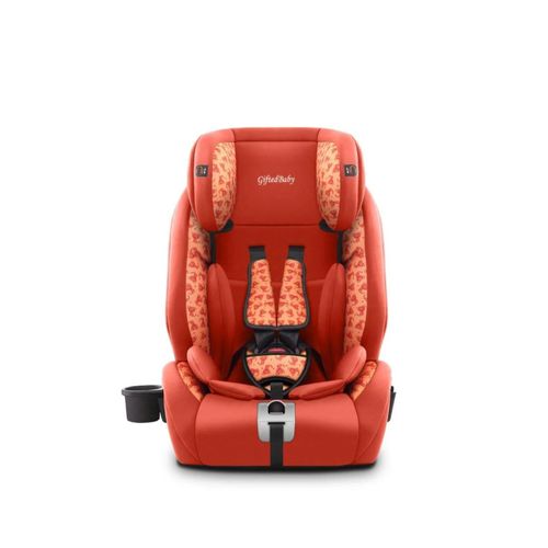 Baby/Kids 3-in-1 Car Seat + Booster Seat - Adjustable Headrest - 5-Point Safety Harness - 9 months to 12 years (Group 1/2/3), Upto 36kg - orange