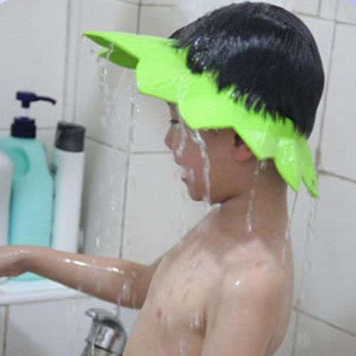 Toddler EVA Foam  Adjustable Shower Bath Hat Visor Ear Green