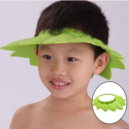 Toddler EVA Foam  Adjustable Shower Bath Hat Visor Ear Green