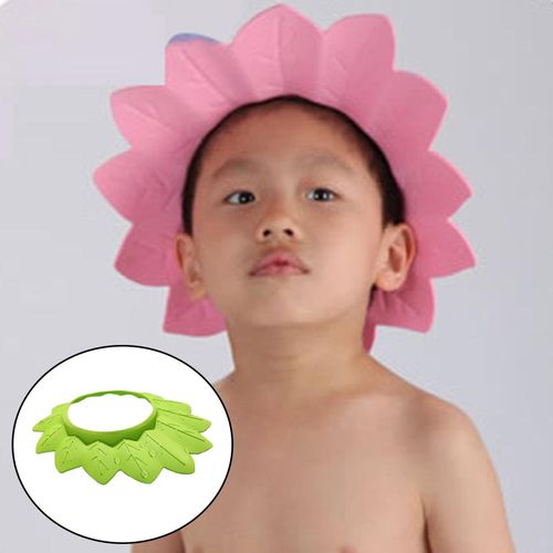 Toddler EVA Foam  Adjustable Shower Bath Hat Visor Ear Green
