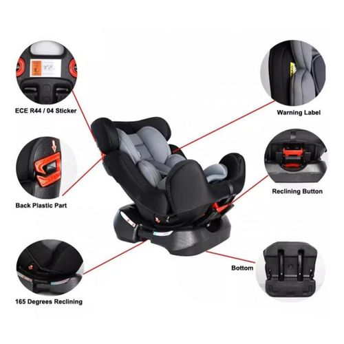 Baby kids Car Seat 0-7 Years Grey - Black