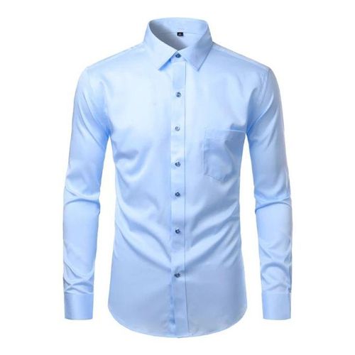Men's Long Sleeve Slim Shirt - Blue
