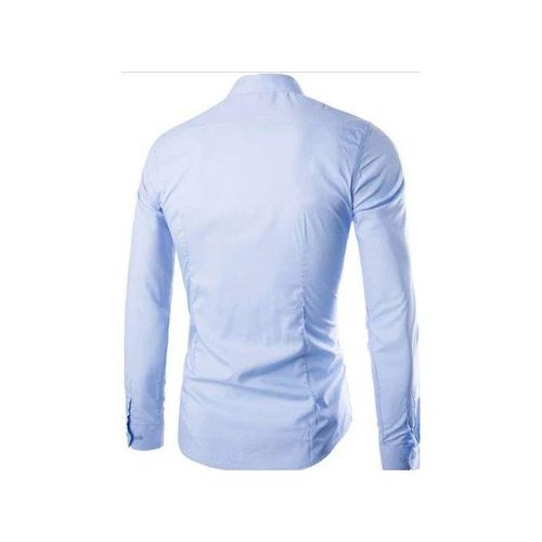 Men's Long Sleeve Slim Shirt - Blue