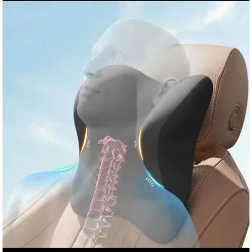 Car Seat Cushion & Headrest Lumbar Support Pillow Breathable Memory Foam With Neck Rest For Back Pain Relief - Car Seat Back - Black