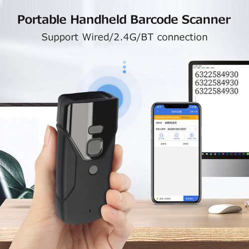 Portable Handheld Barcode Scanner Wired+2.4G+BT Three-mode Connection Support One-dimensional Barcode/QR Code Fast Scanning NO5111