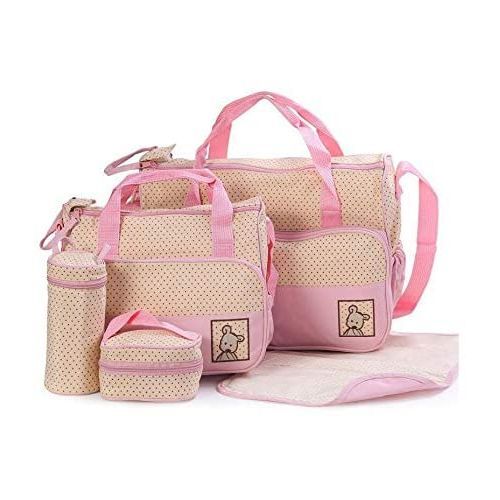 5pcs In 1 Baby Bag - Pink