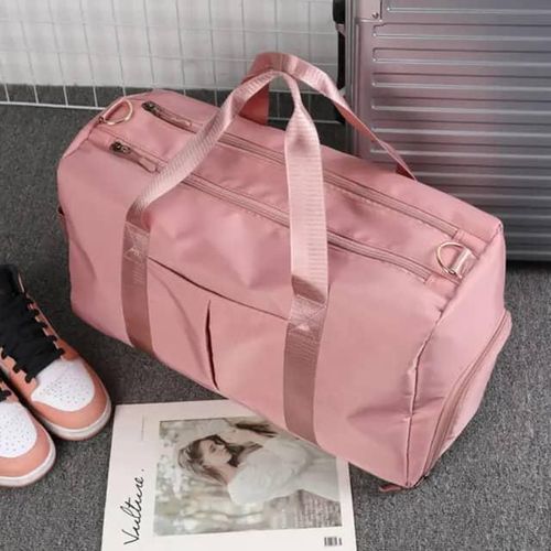 Travel & Gym Bag with Wet Pocket & Shoe Compartment-Pink