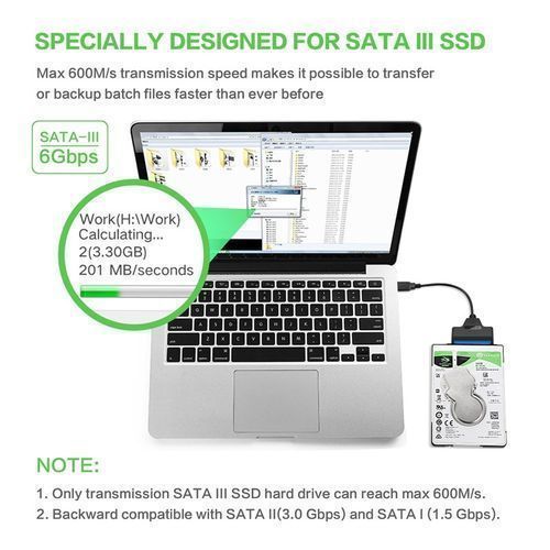SATA To USB 3.0 Cable Adapter 2.5 Inch SSD Hard Drive Reader-Black