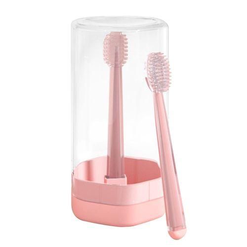 Baby Toothbrush Set Toddler Oral Cleaner Tongue Scraper For 6 To Pink
