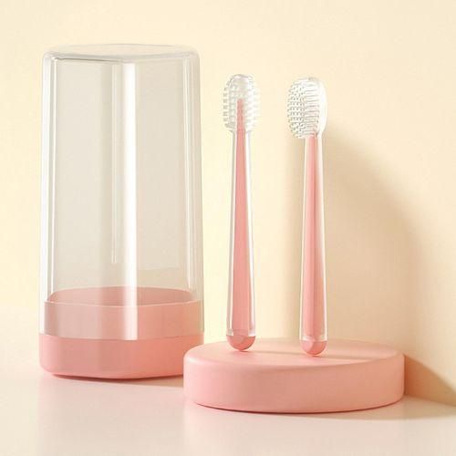 Baby Toothbrush Set Toddler Oral Cleaner Tongue Scraper For 6 To Pink