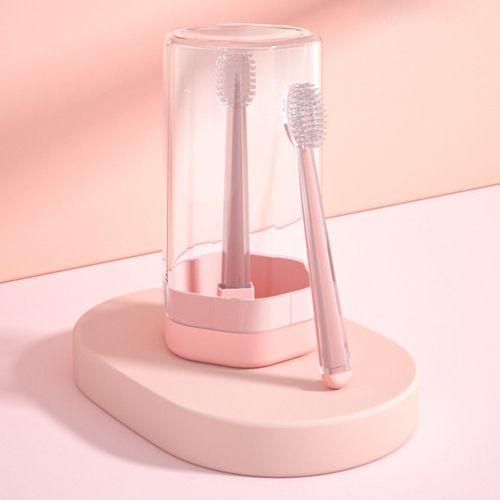Baby Toothbrush Set Toddler Oral Cleaner Tongue Scraper For 6 To Pink