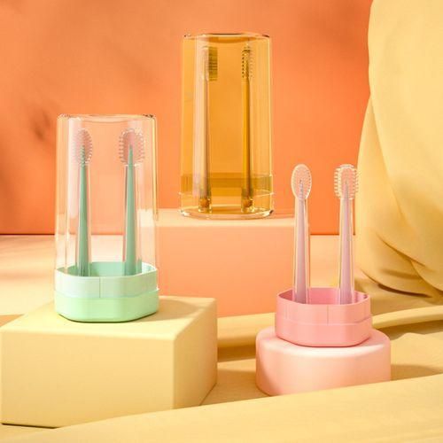 Baby Toothbrush Set Toddler Oral Cleaner Tongue Scraper For 6 To Pink