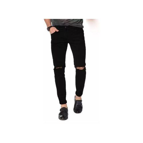 Men's Single Cut Casual Designer Jeans - Black