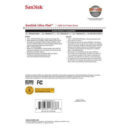 Sandisk 3.0 Cz73 64GB - Silver