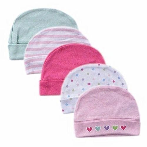 5 Pieces New Born Baby Pure Cotton Caps