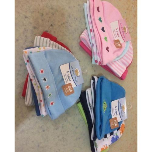 5 Pieces New Born Baby Pure Cotton Caps