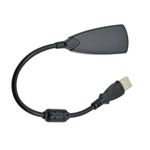 External USB Sound Card 7.1 Adapter 5HV2 USB to 3D CH Sound Antimagnetic Audio Headset - Black