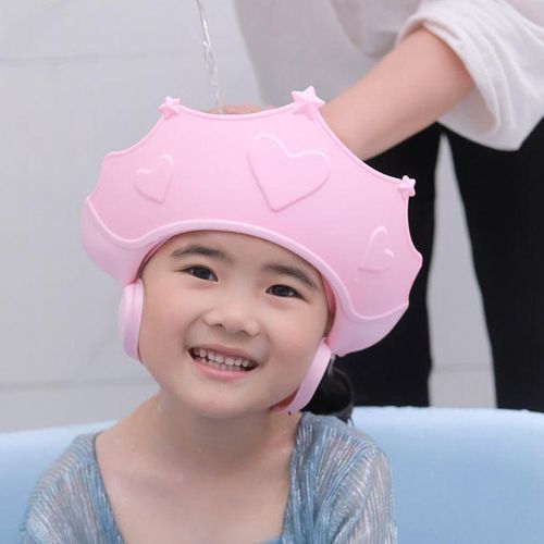Adjustable Soft Shower Caps Hat Prevent Water Entering The Eyes Pink