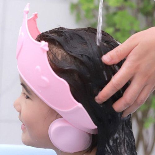 Adjustable Soft Shower Caps Hat Prevent Water Entering The Eyes Pink