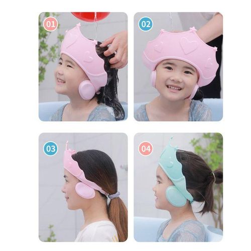 Adjustable Soft Shower Caps Hat Prevent Water Entering The Eyes Pink