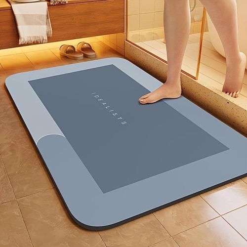 Soft & Non-Slip Diatomaceous Earth Bath Mat - Machine Washable, Perfect for Shower, Toilet, Bedroom, Kitchen & Laundry - Fragrance-Free Geometric Design