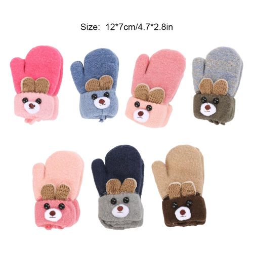 Baby Winter Warm Gloves with Fleece Lining Hanging Elastic Gloves for 0-3 Years Baby Boys Girls