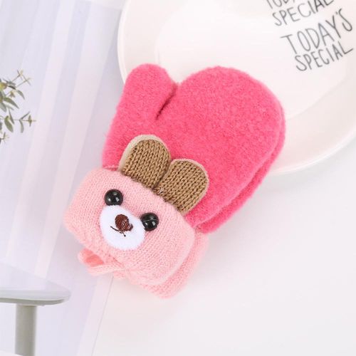 Baby Winter Warm Gloves with Fleece Lining Hanging Elastic Gloves for 0-3 Years Baby Boys Girls