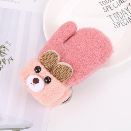 Baby Winter Warm Gloves with Fleece Lining Hanging Elastic Gloves for 0-3 Years Baby Boys Girls
