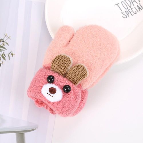 Baby Winter Warm Gloves with Fleece Lining Hanging Elastic Gloves for 0-3 Years Baby Boys Girls