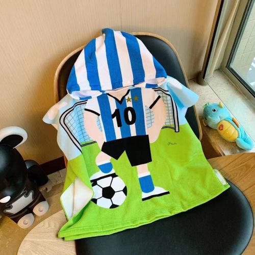 Kids Soft Hooded Towel Wrap Breathable Quick-drying Microfiber Bath Robe for 3-8 Years Boys and Girls