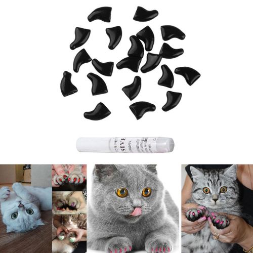 6 X 20Pcs Cat Claw Covers,Cat Claw Covers Soft  Black