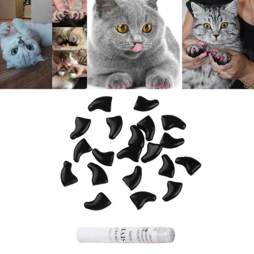 6 X 20Pcs Cat Claw Covers,Cat Claw Covers Soft  Black