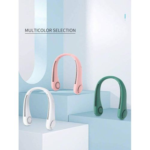 Leaf Less Neck Hanging Small Fan USB Charging Outdoor Portable Portable Sports Neck Hanging Fan White