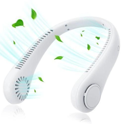 Leaf Less Neck Hanging Small Fan USB Charging Outdoor Portable Portable Sports Neck Hanging Fan White