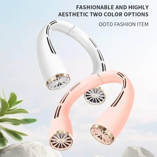 Leaf Less Neck Hanging Small Fan USB Charging Outdoor Portable Portable Sports Neck Hanging Fan White