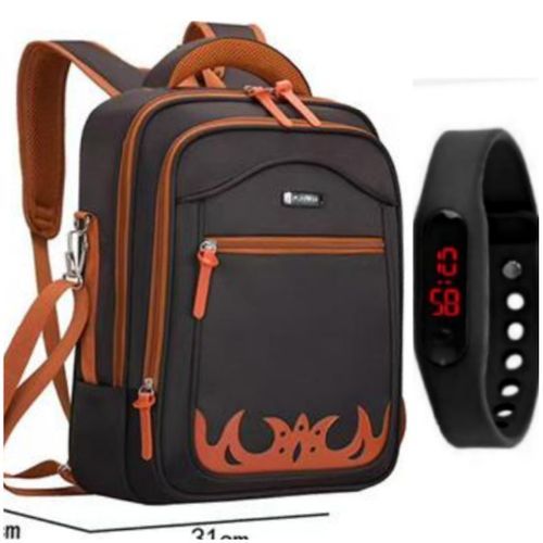 Anti-theft Laptop Backpack with Watch Design Of Bag May Vary- Black,Brown