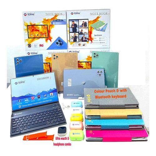 Idino Notebook 7 Android Tablet 10.1 512GB ROM  8GB RAM  10000mAh Dual Sim- Multicolor