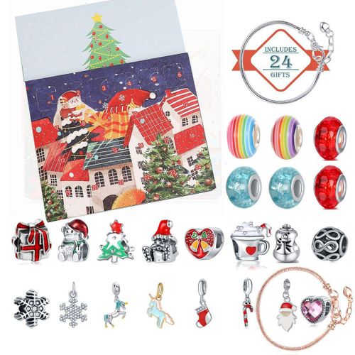 Amazon Hand Decorated Christmas Countdown Calendar Gift Box Set diy Beaded Bracelet Creative Bracelet Gift Wholesale Two bracelets